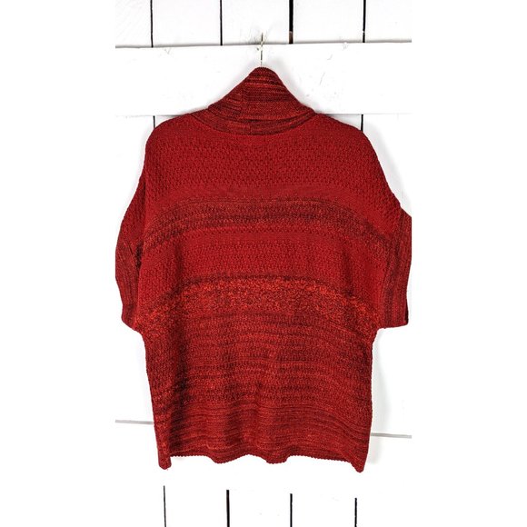 Cold Water Creek rust red orange chunky slouchy knit short sleeve turtleneck - Picture 4 of 4